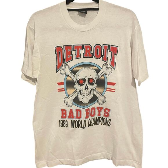 Vintage 80s Detroit Pistons Bad Boys 1988 World Champs Single Stitch Shirt Large